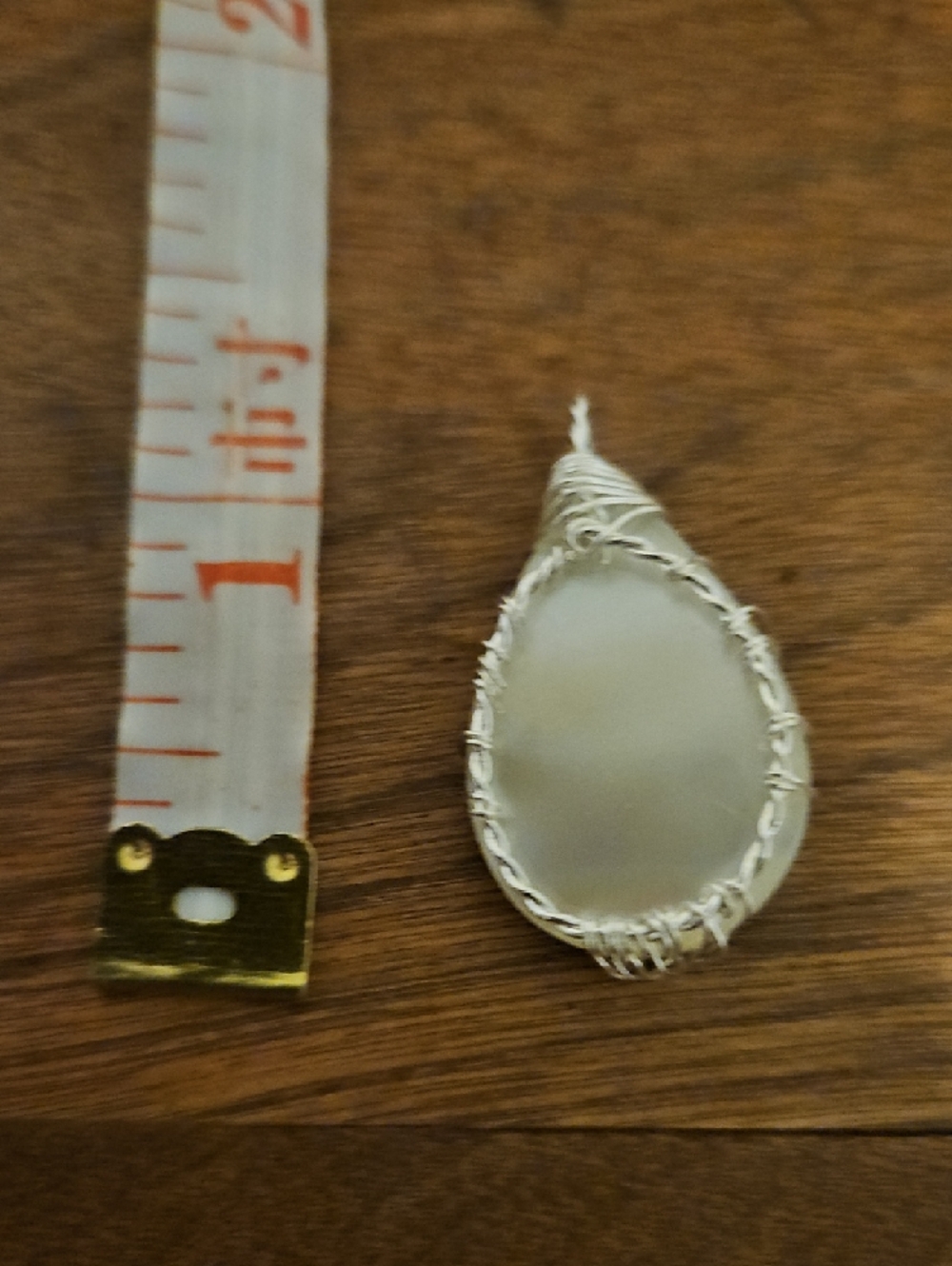 Wire-Wrapped Abalone Teardrop Pendant - Iridescent Green Blue - Picture 3 of 3